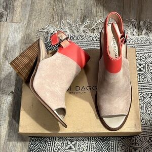 Kelsi Dagger Tan and orange Chunky Heel Peep-Toe Shoes